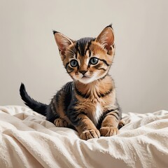 アビシニアンの子猫が伏せてくつろぐイラスト