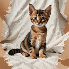 座ってひと休みするアビシニアンの子猫