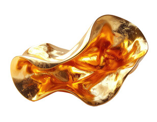 Glossy, amorphous golden object with liquid-like appearance against black