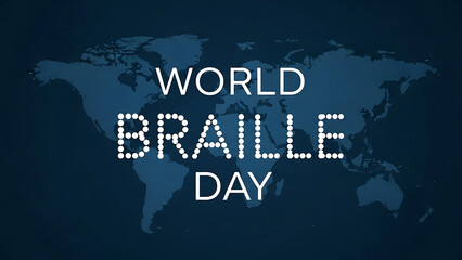 World braille day concept with world map background