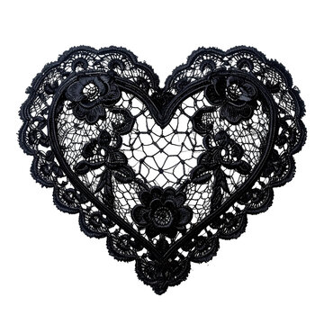 Black filigree heart with floral details, set against a dark background