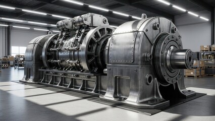 Large Industrial Heavy Duty Gearbox Machine in Modern Manufacturing Facility
