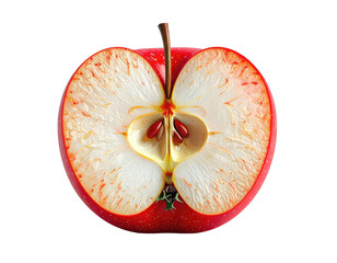 Cross-section of a red apple, showcasing core, seeds, and stem (2)