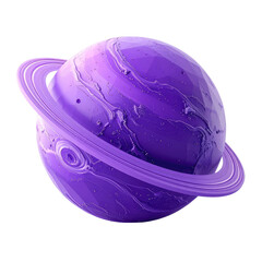 Rendered purple planet with rings, isolated on black
