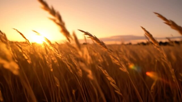 Golden wheat field at sunset