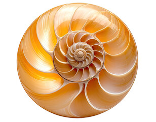 A nautilus shell's cut-open spiral interior, showing chambers