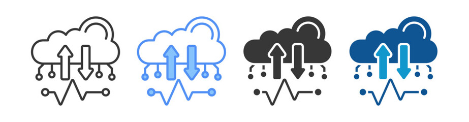 Obraz premium Cloud Traffic Icon Set Multiple Style Collection