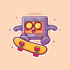 cool microwave character mascot playing skateboard isolated cartoon