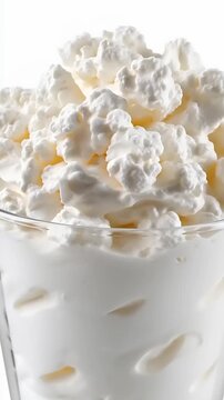 Delicious White Dessert with Whipped Cream and Colorful Sprinkles in a Glass.