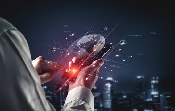 Global AI network showing connection between AI, global, and network elements across the digital world and data infrastructure Vouch - Powered by Adobe