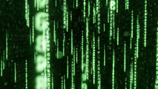 Green digital code rain effect