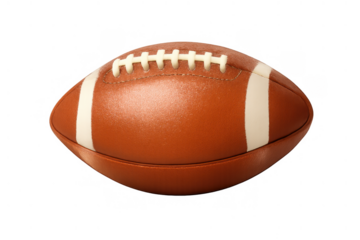 American football ball with white laces on transparent background, symbolizing sport, competition, and team play