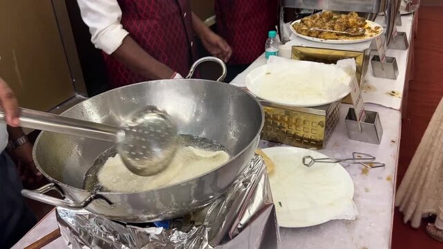 Live puri counter in a Bengali wedding in India