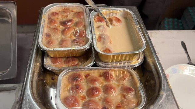 Specially prepared Bengali-style baked rosogolla with nolen gur in Kolkata, India.