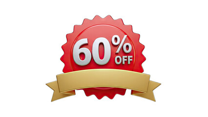 60% Off Sale Badge on White Background