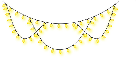 Bright Yellow Festive String Lights Garland Decoration for new year