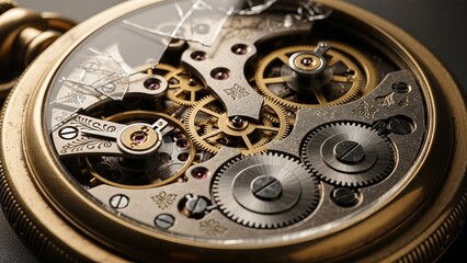 Vintage Pocket Watch Mechanical Inner Workings.