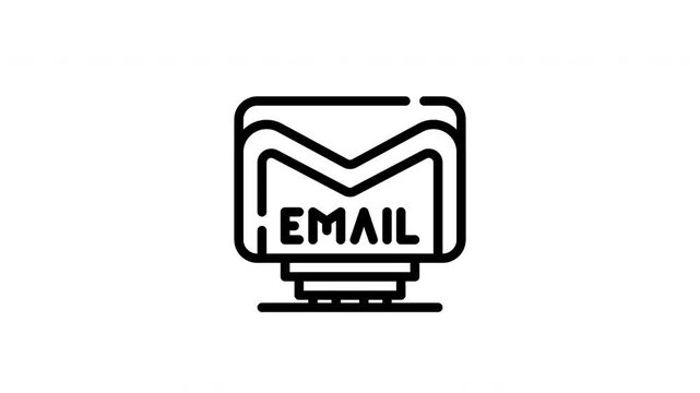 Black and white email icon on a server perfect for email services, communication platforms, tech designs, web development projects.

