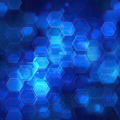 A grid of glowing blue hexagons with soft outoffocus circular highlights scattered throughout