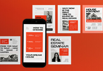 Red Utilitarian Real Estate Instagram Set