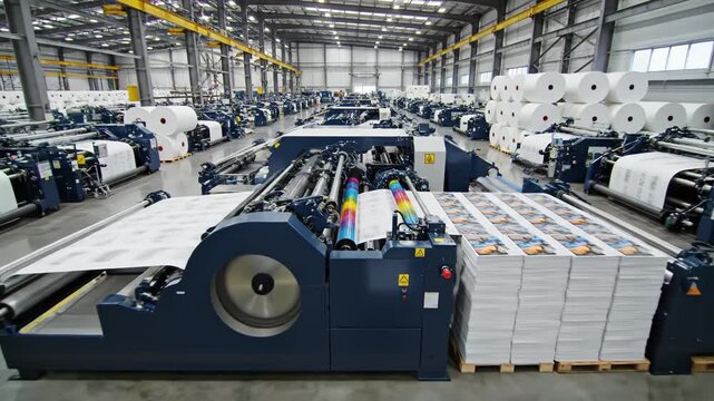 Colorful printing machine in operation