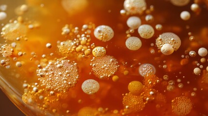 Fermented kombucha SCOBY with probiotic clusters glowing