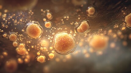 Fermented kombucha SCOBY with probiotic clusters glowing