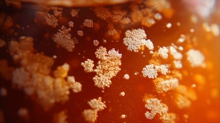 Fermented kombucha SCOBY with probiotic clusters glowing