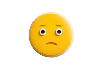 Fototapeta premium Worried yellow emoji face with wide eyes and curved mouth image, Isolated On White, Png Transparent, Cut Out