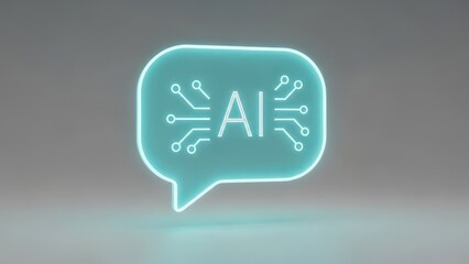 Neon green square with a speech bubble and the word AI in the middle