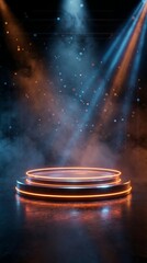 Obraz premium Illuminated Stage with Spotlights and Smoke Effects in Theatrical Setting