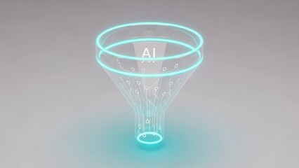 Blue and green cone shaped object with the letters AI on it