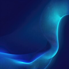 Abstract digital art displays flowing glowing blue lines against a dark gradient background