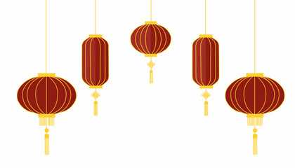 Traditional Red and Gold Chinese Lanterns Decoration