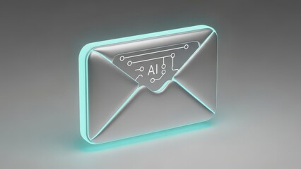 Silver envelope with a green background and the word AI on it