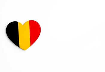 Heart shape in German flag colors, symbolizing love for the nation Minimalist design on a white background, representing national pride,  homeland,  central Europe