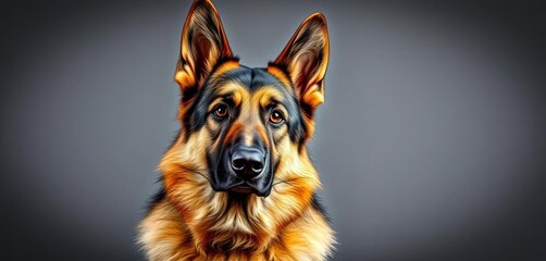 German Shepherd in a professional pose, alert and watchful, loyal guardian,  security,  German Shepherd