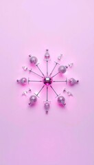 Geometric constellation of shimmering baubles on a crisp white background ,  baubles,  overhead