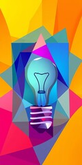 Abstract geometric shapes in vibrant colors, symbolizing the birth of an idea,  graphic design,  origin