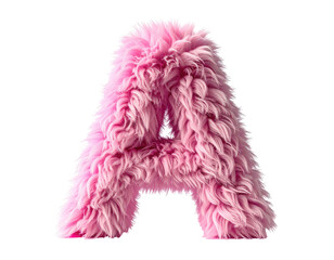 A fluffy, pink letter "A" isolated against a black background