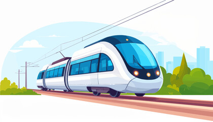 Naklejka premium train on the road vector