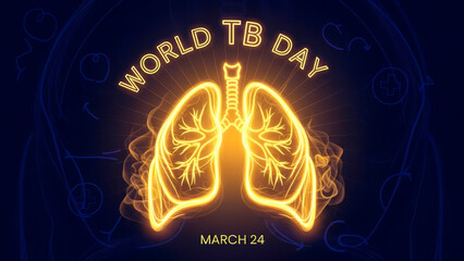 World tb day concept with glowing human lungs