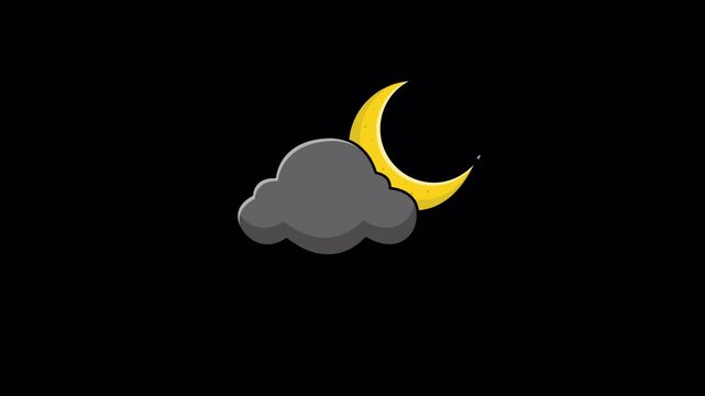 Crescent Moon with Dark Cloud Animation Video - Transparent
