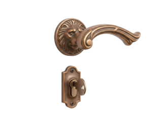 Bronze metal door handle on isolated background. 