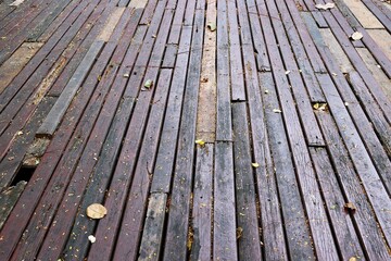 Old and damaged timber walkway texture background
