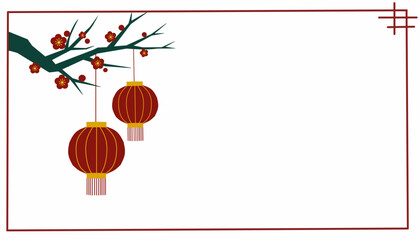 chinese new year card with lanterns