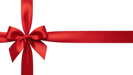 Elegant red satin ribbon tied into a beautiful bow, gracefully stretching across a deep black background, ideal for luxurious gift wrapping and festive celebratory designs.