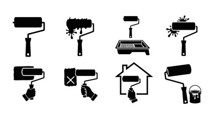 Title Paint Roller and Painting Tools Icons Simple Black Vector Silhouettes EPS10 Stock.eps © Best Design_Academy