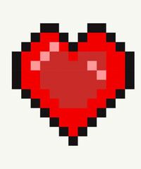 Obraz premium A red pixel heart digital art illustration featuring a 3d vector cube design as a Valentine love symbol 