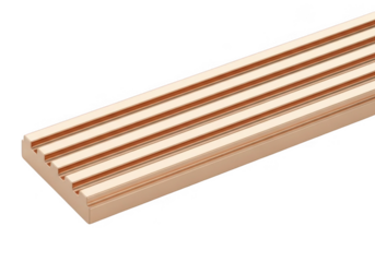 Copper slatted metal bar isolated on transparent background for design and construction